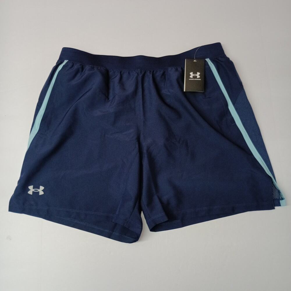Under Armour Fitted Shorts Men's Size XL XLarge Blue Drawstring Pockets 1382620